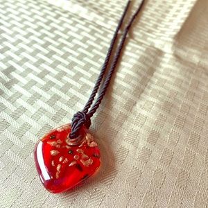 Red Glass Pendant Necklace